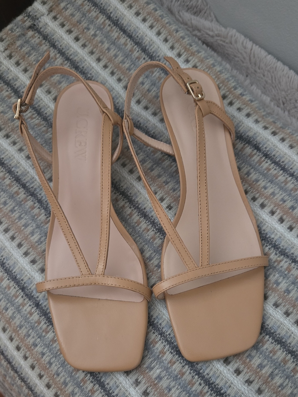 J crew Krista slingback kitten-heel sandals in leather English fawn
